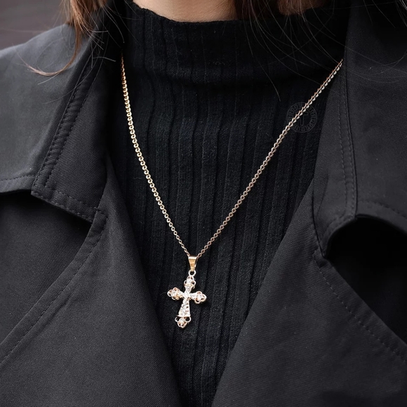 Cross Crucifix Clear Crystal Pendant Necklace for - Picture 3 of 4